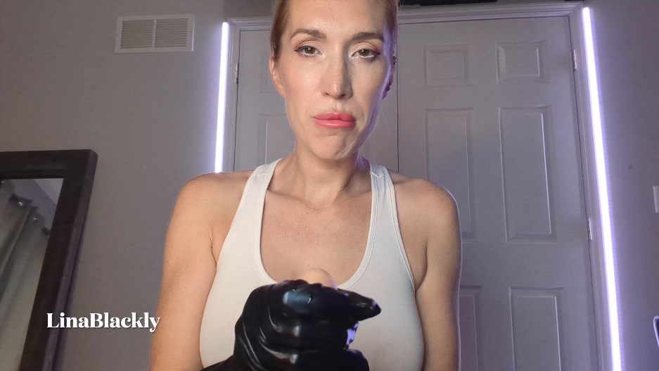 Lina Blackly – Gloved Mommy Jerks Your Cock